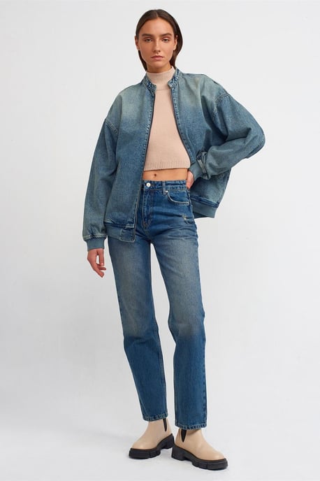 Överdimensionerad Lång Denim Puffy-Jacka - Image 3