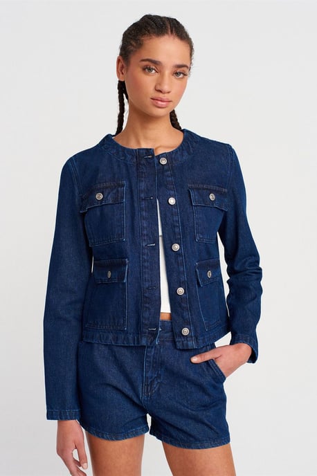 Kvinnors bomullsdenim puffjacka - Image 1