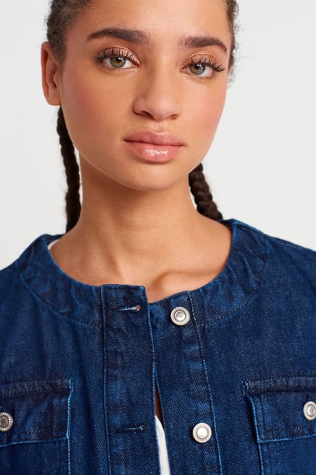 Kvinnors bomullsdenim puffjacka - Image 3