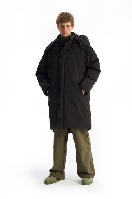 Hooded Lång Pufferjacka med Fickor - Image 6