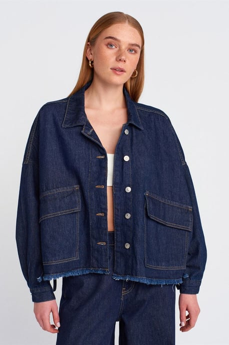 Överdimensionerad Denimjacka i Bomull med Knäppning - Image 1