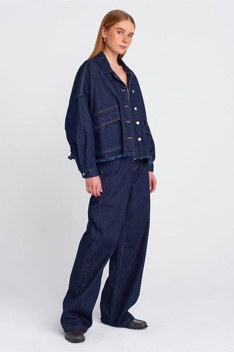 Överdimensionerad Denimjacka i Bomull med Knäppning - Image 3