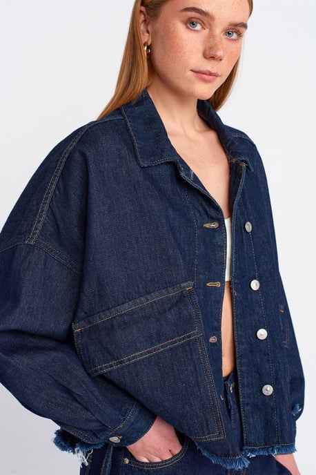 Överdimensionerad Denimjacka i Bomull med Knäppning - Image 4