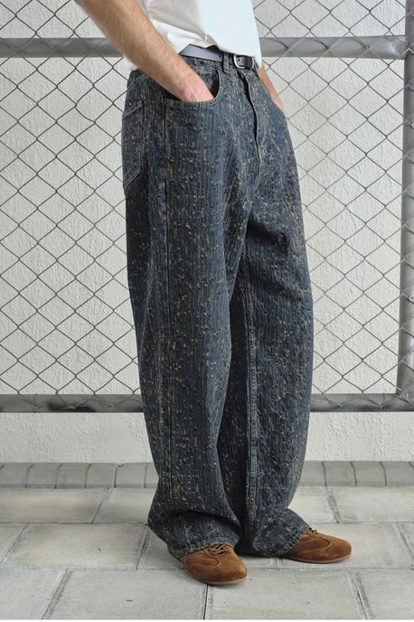 Baggy fit texturerade denimjeans - Image 4