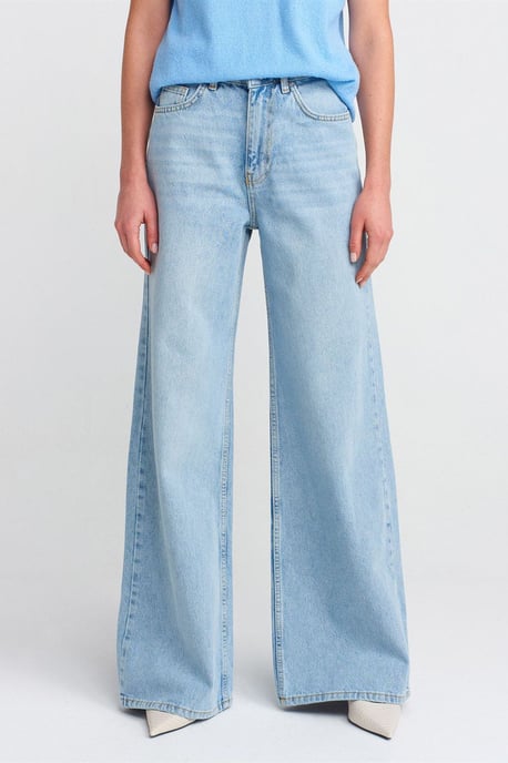 High Waist Wide Leg Cotton Denim Jeans - Image 3