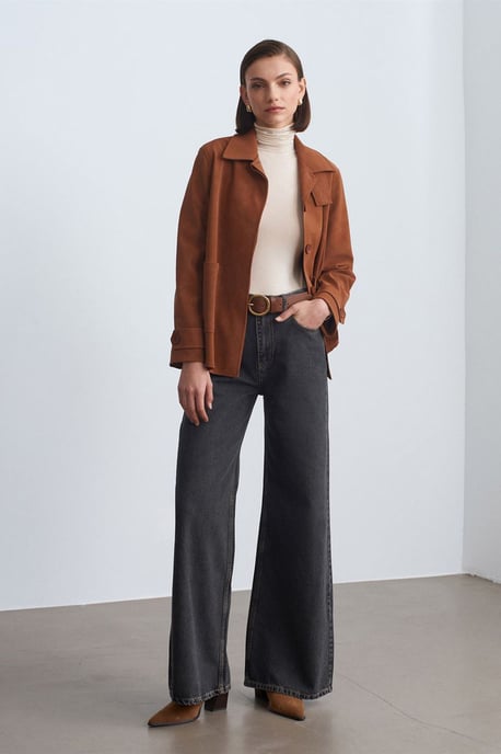 Hoog-Waisted Wijde Jeans van Katoen - Image 1