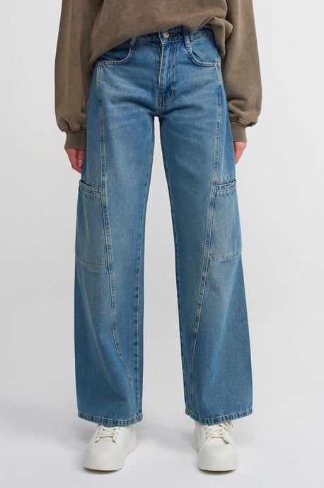 Hoge Taille Wijde Cargo Jeans - Image 3