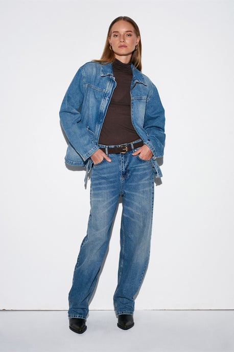 Högmidjade vida jeans i bomulldenim - Image 1