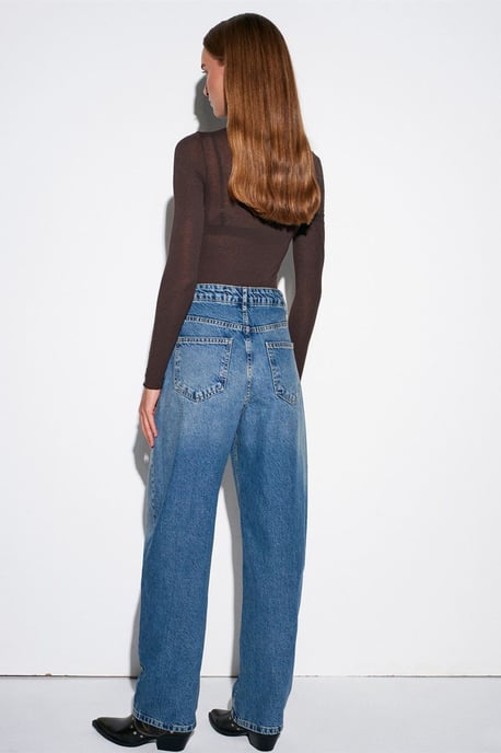 Högmidjade vida jeans i bomulldenim - Image 2