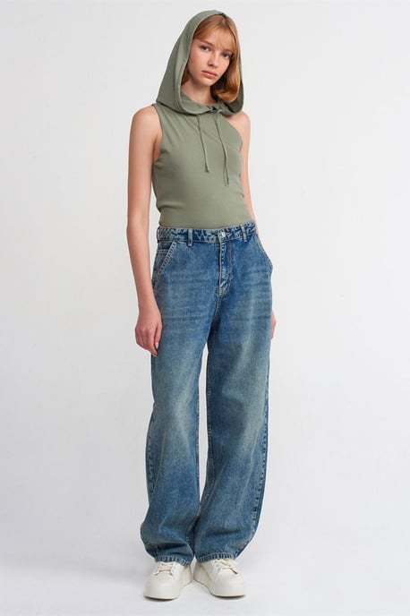 Hoge Taille Wijde Pijpen Katoenen Denim Jeans - Image 1