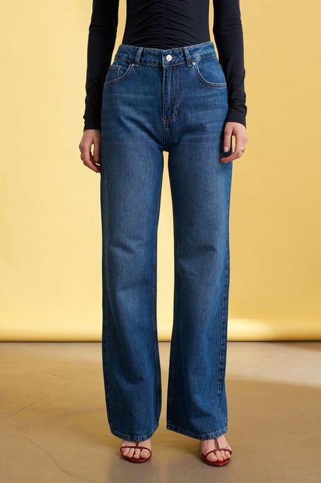 Högmidjade vida denimjeans - Image 3