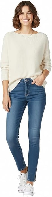 Womens Dark Blue Regular Fit Denim Jeans - Image 4