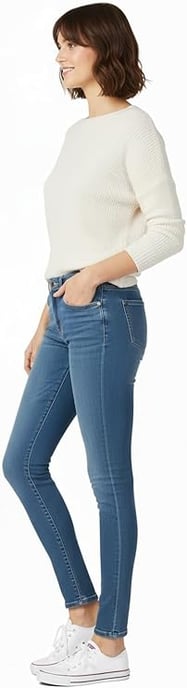 Womens Dark Blue Regular Fit Denim Jeans - Image 6