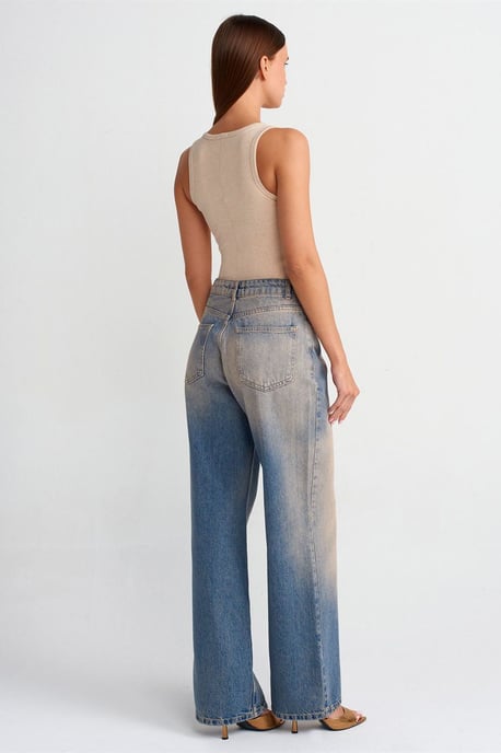 Kvinnors Högmidjade Vida Bomullsjeans - Image 2