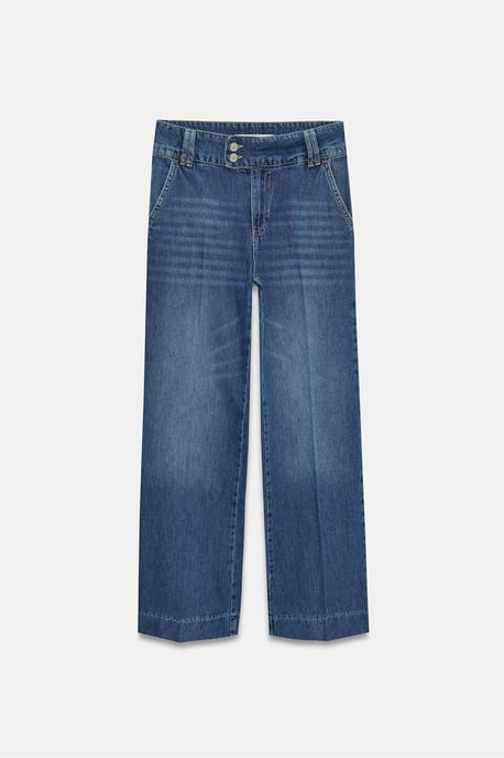 Hög midja vida ben bomull denim jeans - Image 5