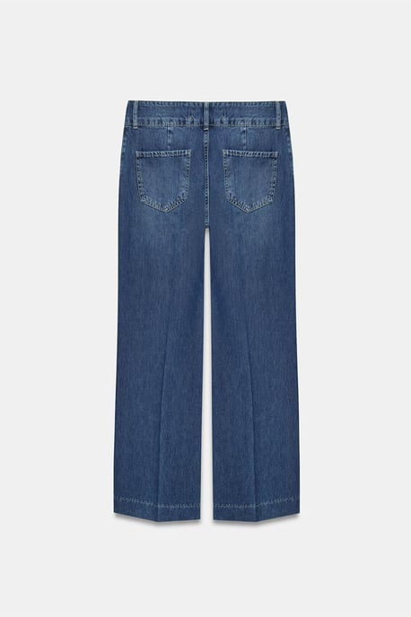 Hög midja vida ben bomull denim jeans - Image 6
