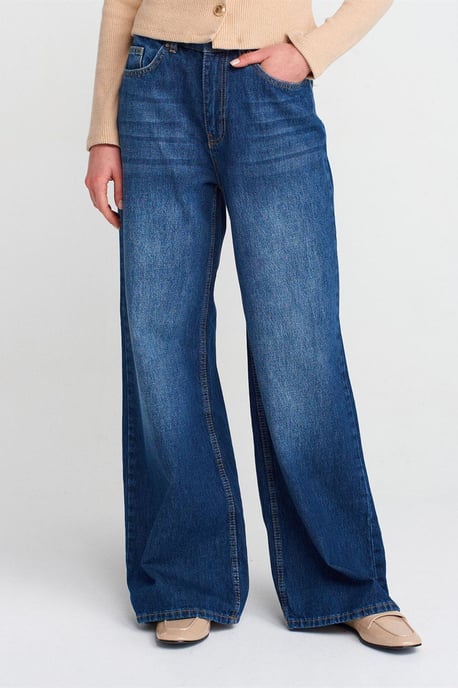 Högmidjade vida denimjeans - Image 3