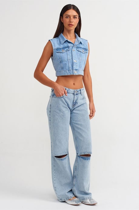 Dames Hoge Taille Wijde Jeans - Image 1