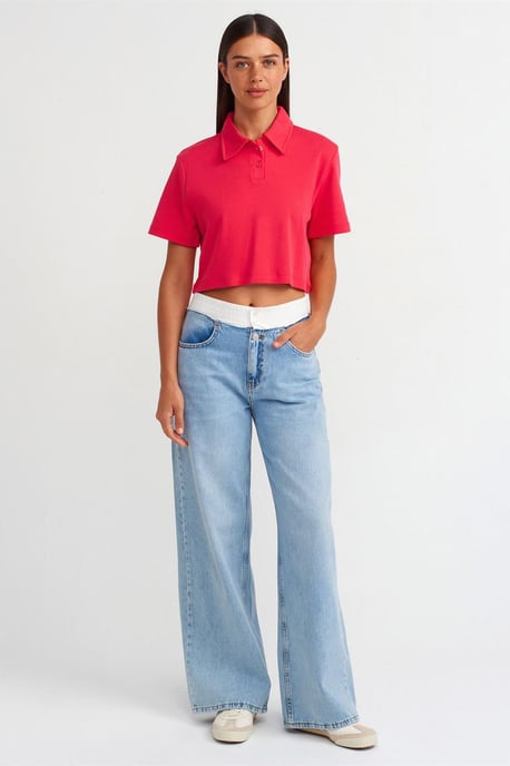 Högmidjade vida jeans i bomulldenim - Image 1