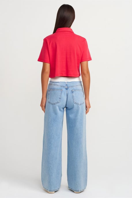 Högmidjade vida jeans i bomulldenim - Image 2