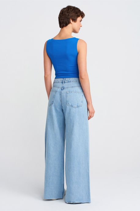 Women's High-Waist Wide-Leg Cotton Jeans - Image 2