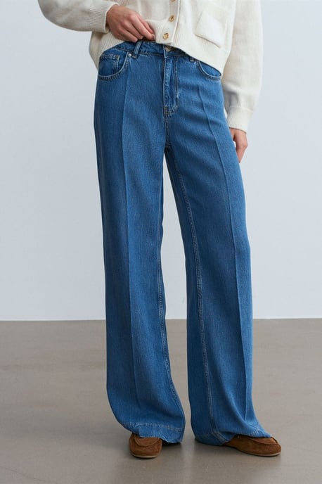 Högmidjade vida Tencel-jeans - Image 4