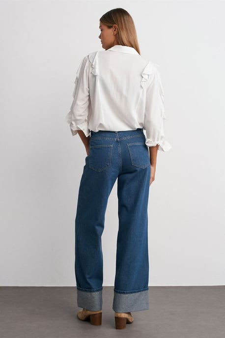 High-Waist Wide-Leg Cotton Denim Jeans - Image 2