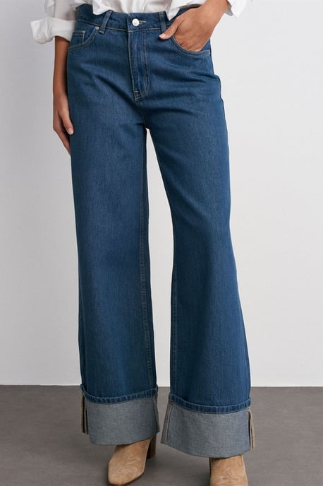 High-Waist Wide-Leg Cotton Denim Jeans - Image 4