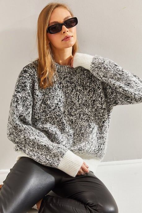 Oversized Mönstrad Rundhalströja - Image 4