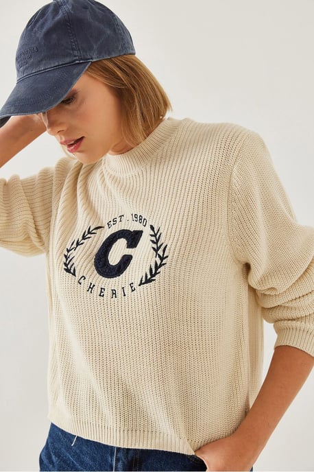 Broderad Crew Neck Stickad Tröja - Image 3