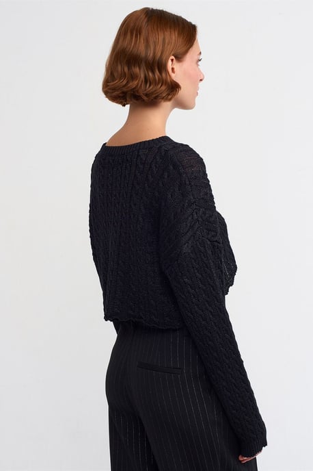 Korta Kabelstickad Crew Neck Tröja - Image 2