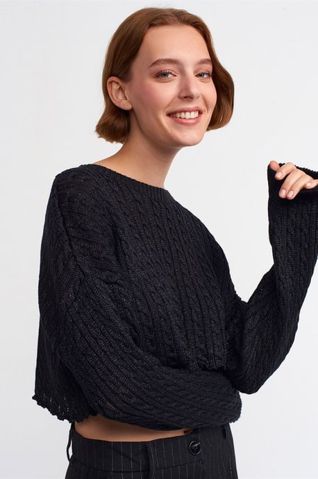 Korta Kabelstickad Crew Neck Tröja - Image 4