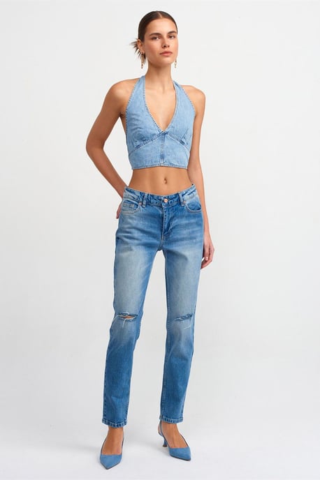 Low-Waist Straight-Leg Jeans - Image 1