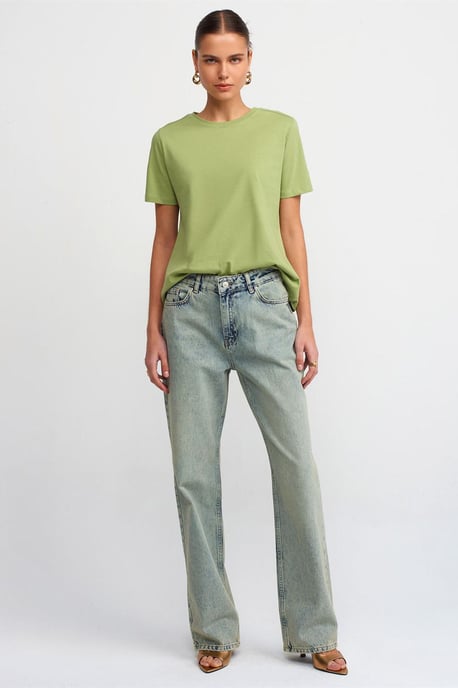Lågmidjade raka bomullsjeans - Image 1