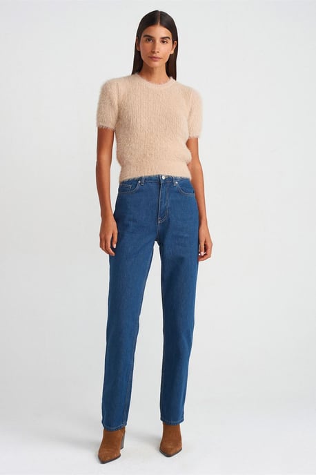 Hoge Taille Rechte Pijpen Katoenen Jeans - Image 1