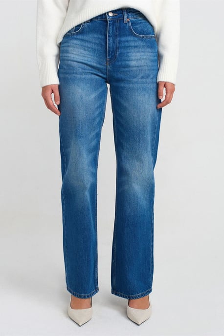 High-Waist Straight-Leg Cotton Jeans - Image 3