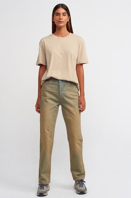 Högmidjade raka jeans i bomull - Image 1