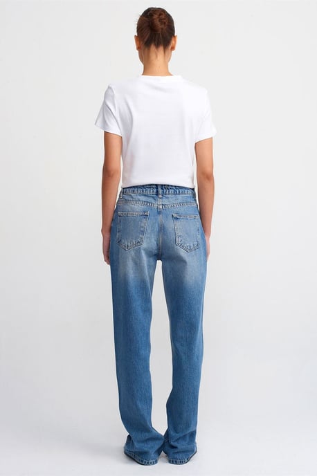 High-Waist Straight-Leg Cotton Jeans - Image 2