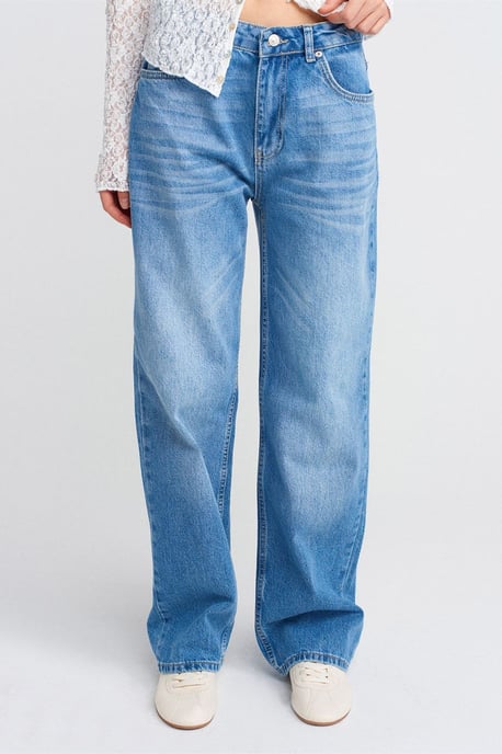 Höga midjebyxor i rak modell av bomull-denim - Image 3