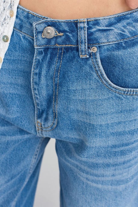 Höga midjebyxor i rak modell av bomull-denim - Image 4