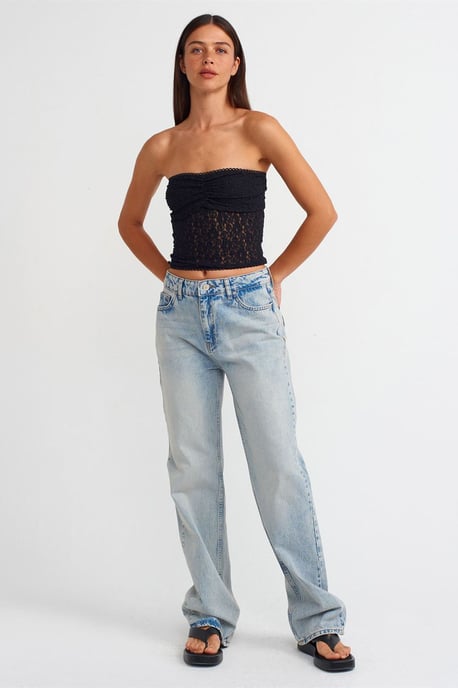 High-Waisted Recht Gesneden Katoenen Jeans - Image 1