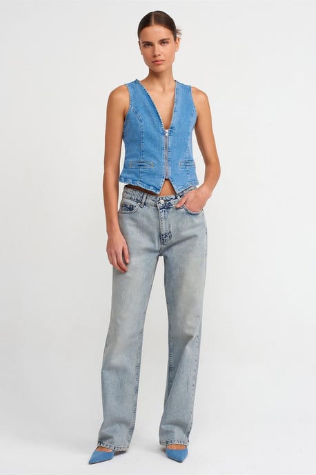Dames Lage Taille Rechte Jeans - Image 1