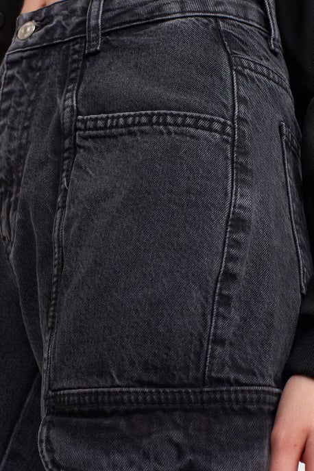 Hoge Taille Rechte Cargo Jeans - Image 3