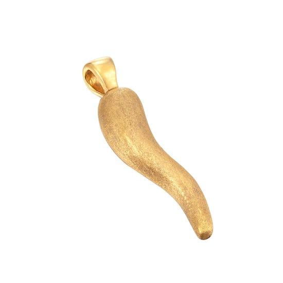 18ct Gold Plated Textured Cornicello Pendant - Image 1