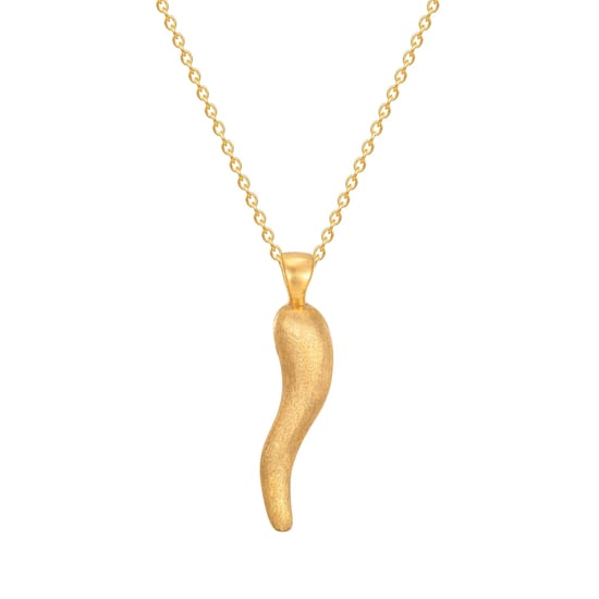 18ct Gold Plated Textured Cornicello Pendant - Image 3