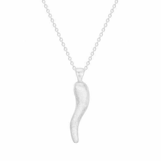 Sterling Silver Textured Cornicello Pendant - Image 3
