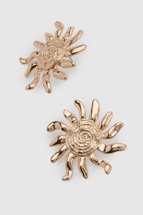Embossed Sun Stud Earrings - Image 3