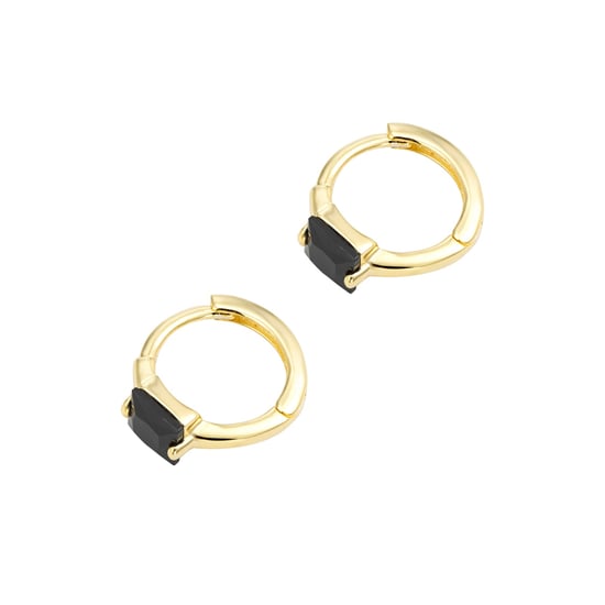 18ct Gold Plated Tiny Black CZ Square Hoops - Image 2