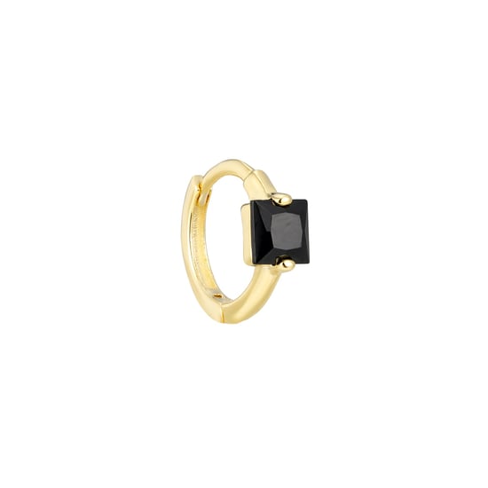 18ct Gold Plated Tiny Black CZ Square Hoops - Image 3