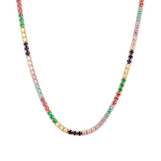 18ct Gold Plated Rainbow CZ Tennis Choker - Image 1